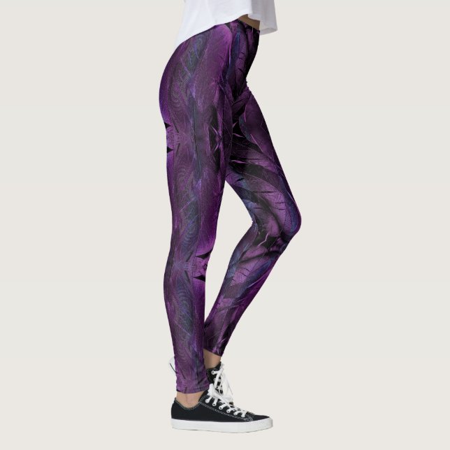 Dunkle Lila Violettfüßer Textur Leggings (Rechts)