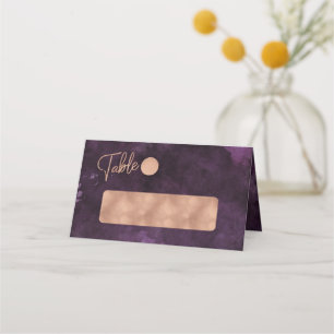 Dunkle Lila Wasserfarbe und Rose Gold Tischnummer Platzkarte