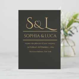 Dunkle Luxus-Monogramm-Hochzeitseinladung Einladung