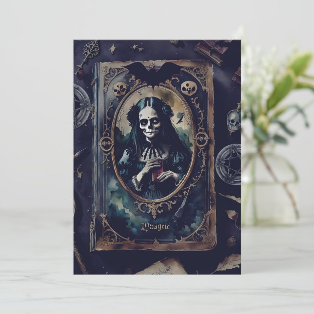 Dunkle Magie-Halloween-Party Einladung (Stehend Vorderseite)