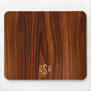 Dunkle Mahogany Holztextur, Monogramm Mousepad