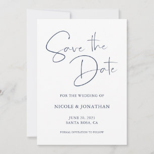 Dunkle Marine Elegant handgeschriebene Kalligraphi Save The Date