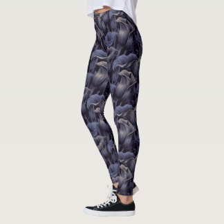 Dunkle Marine Gewichtheben Kalla-Lilien Inspiriert Leggings