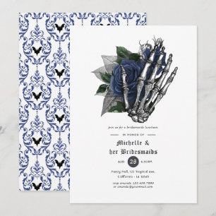 Dunkle Marine Gothic Floral Bridesmaids Luncheon Einladung