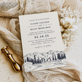 Dunkle Marine | Hochzeit der Bergketten Einladung