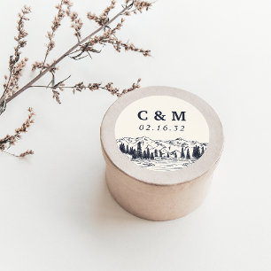 Dunkle Marine   Monographie Runder Aufkleber