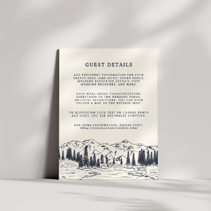Dunkle Marine   Mountain Sketch Wedding Guest Deta Begleitkarte