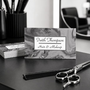 Dunkle Marmor-Optik Schwarze und Weiße Haare Styli Visitenkarte