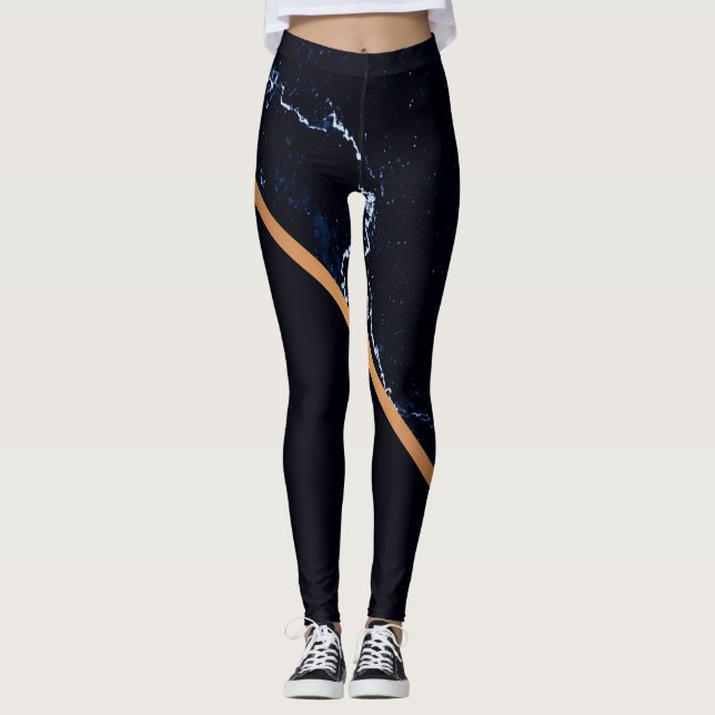 Dunkle Marmorplatte Abstrakt Leggings (Vorderseite)