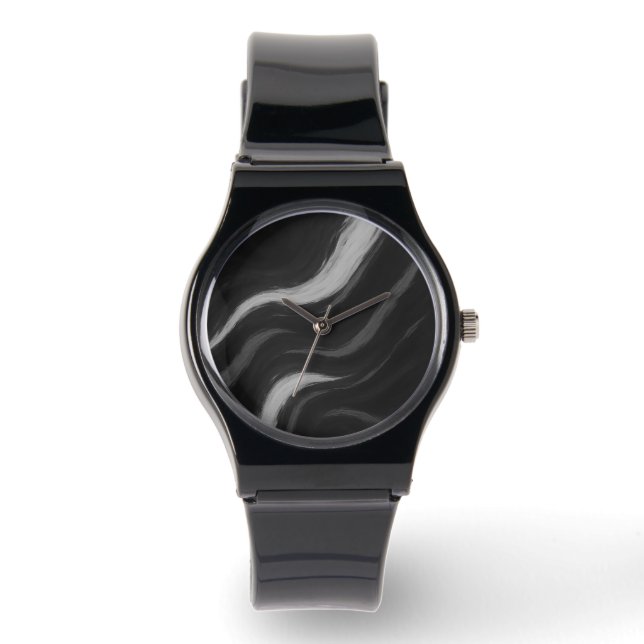 Dunkle Marmorwellen-Uhr Armbanduhr (Vorderseite)
