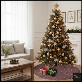 Dunkle Maroon Glitter Textur vignettierter Hinterg Polyester Weihnachtsbaumdecke