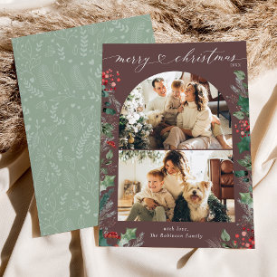 Dunkle Mauve Unique 2 Foto Arch Xmas Feiertagskarte