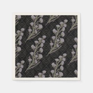Dunkle & melancholische Art Nouveau Lavendelblüten Serviette