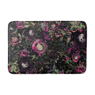 Dunkle melancholische Beeren-Pflaume-Glanz-Blumen Badematte