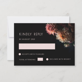 Dunkle, melancholische florale Chrysantheme RSVP Karte