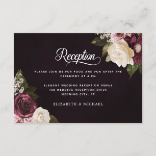 Dunkle, melancholische, florale, elegante Hochzeit Begleitkarte