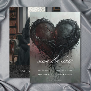 Dunkle, melancholische schwarze verdrehte Hochzeit Save The Date