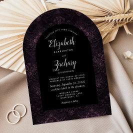 Dunkle, melancholische, violette Blumen Hochzeit S Einladung