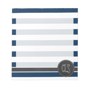Dunkle Midnight Blue Strips; Retro Chalkboard Notizblock