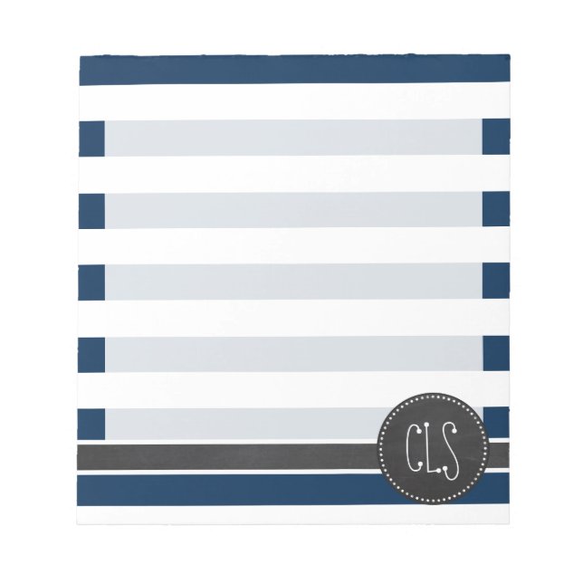 Dunkle Midnight Blue Strips; Retro Chalkboard Notizblock (Vorderseite)