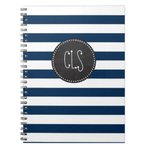 Dunkle Midnight Blue Strips; Retro Chalkboard Notizblock