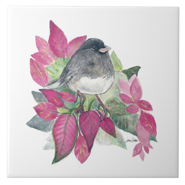 Dunkle Mit Augen Junco Bird Keramik Tile Fliese (Vorderseite)