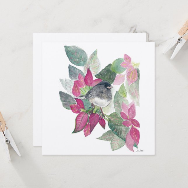 Dunkle Mit Augen Junco-Vogelkarte Karte (Vorderseite/Rückseite Beispiel)