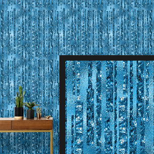 Dunkle Mittelblau-Wasser-Shiny-Look Streifen Tapete