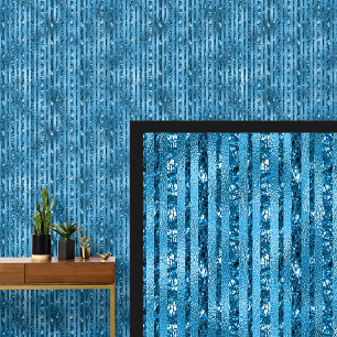 Dunkle Mittelblau-Wasser-Shiny-Look Streifen Tapete