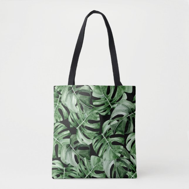 Dunkle Monstera: Tropische Aquarellbilder. (Vorderseite)