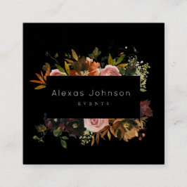 Dunkle Moody Black Rustikal Herbst floraler Platz Quadratische Visitenkarte