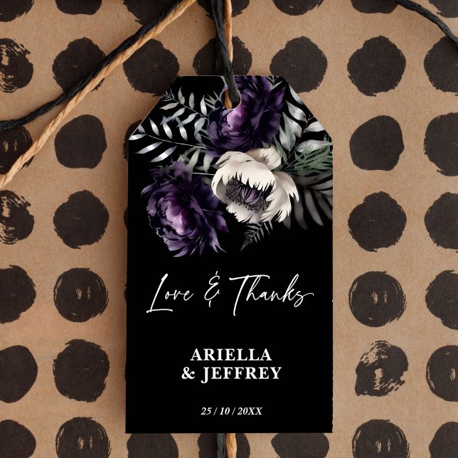 Dunkle moody boho elegante Hochzeit danke Ihnen fü Geschenkanhänger (Dark moody boho elegant wedding thank you favor gift tags purple peony favor tags wedding favors)