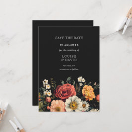 Dunkle Moody Elegant florale Hochzeit Speichern Si Einladung