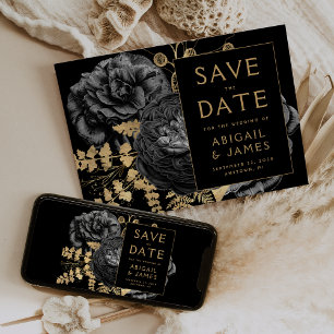 Dunkle Moody Floral Black Wedding Save the Date Einladung