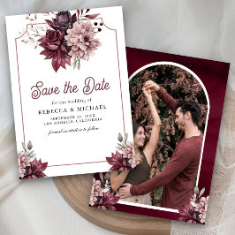Dunkle Moody Floral Frame Foto Hochzeit Save The Date