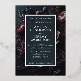 Dunkle Moody Floral mit Details Folieneinladung