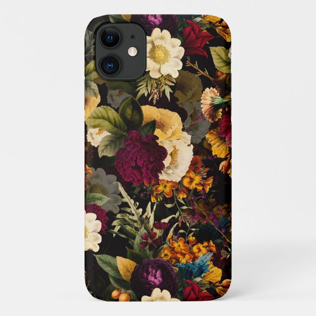 Dunkle Moody Florals Antike Winter-Blume Case-Mate iPhone Hülle (Rückseite)