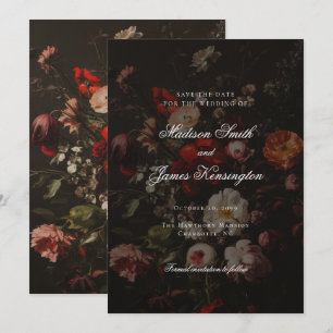 Dunkle Moody Herbst Blume Hochzeit Save The Date