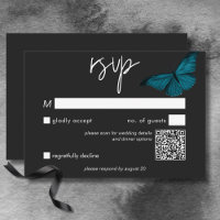Dunkle Moody Minimal Aquamarine Moth Wedding QR Co