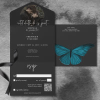 Dunkle Moody Minimal Moth Foto QR Code Wedding