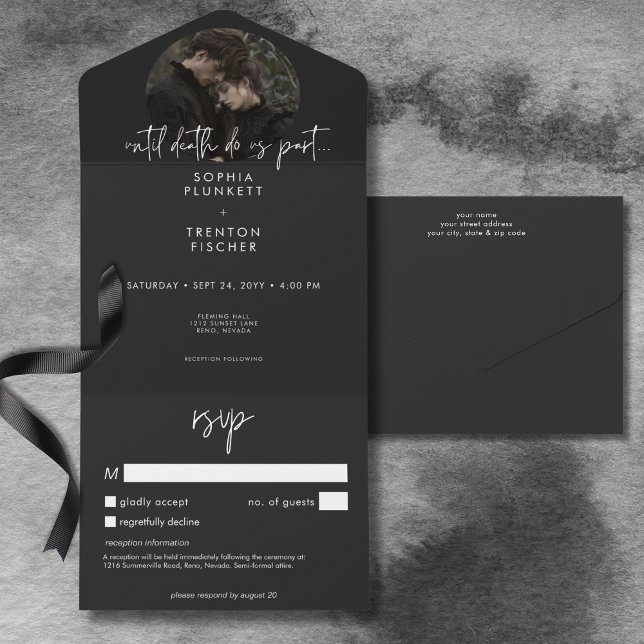 Dunkle Moody Minimales Foto Kein Abendessen mit De All In One Einladung (Dark Moody Minimal Photo No Dinner with Details All In One Invitation)