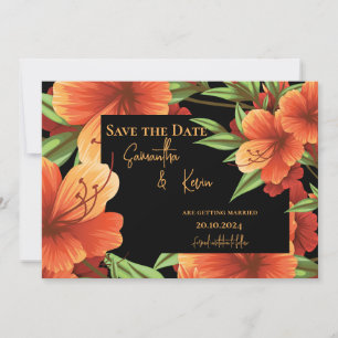 Dunkle Moody Orange Blumenhochzeit rettet das Datu Save The Date