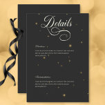 Dunkle Moody Viktorianisch Stars Hochzeitdetails Begleitkarte<br><div class="desc">Entdecken Sie die Mystik Ihrer Liebe mit unserer zauberhaften, dunklen Romantik Hochzeitsdetails-Karte. Dieses wunderschön gestaltete Suite-Design lädt mit einer Viktorianischen okkultistischen Grafik von Sonne, Mond und Sternen zu einem angenehmen Aufenthalt ein. Die Suitenkarten sind schlicht, schwarz-weiß oder schwarz-weiß mit feinen goldenen Sternen. Das Design erinnert an das Wesen zeitloser Romantik...</div>
