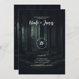 Dunkle Moody-Waldbäume bei Twilight-Hochzeit Einladung