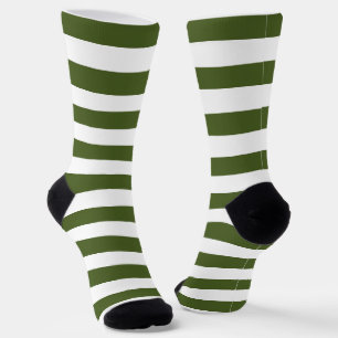 Dunkle Moos, grün und weiß Streifen Socken