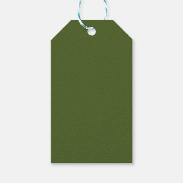 Dunkle Moosfarbe Grün Solid Farbe Geschenkanhänger (Vorderseite)