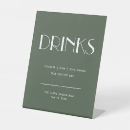 Dunkle Moosgrüne Minimalistische Skandi-Hochzeitsb Sockelschild