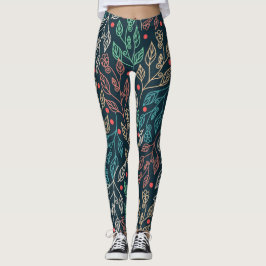 Dunkle Multicolor-Blätter Leggings