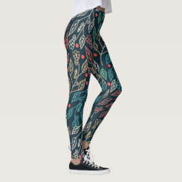 Dunkle Multicolor-Blätter Leggings