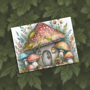 Dunkle Mushroom Cottagewitch Folklore Whimsical Postkarte